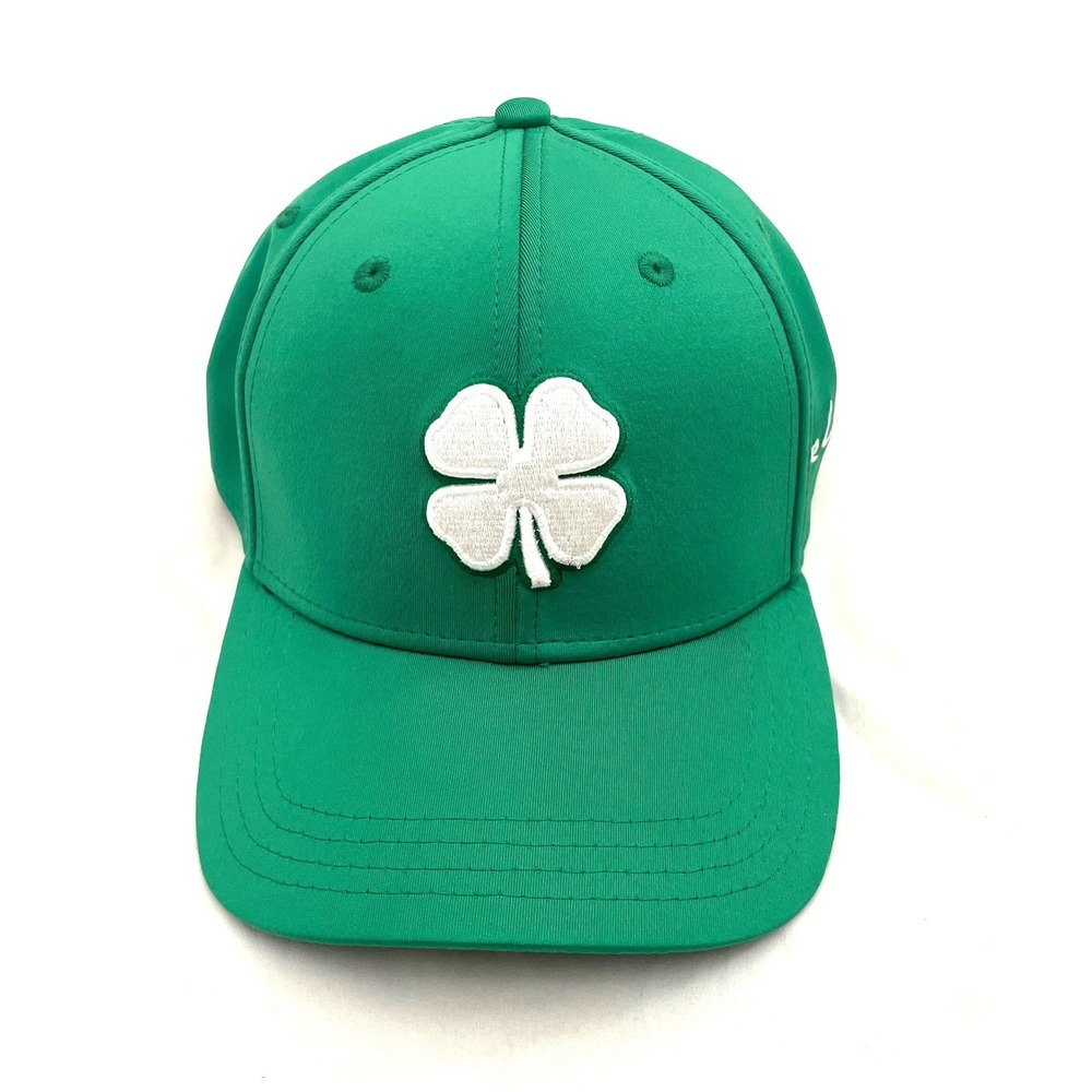 Black Clover Fitted Hat Mens S/M Green Live Lucky Four Leaf Clover Golf Cap
